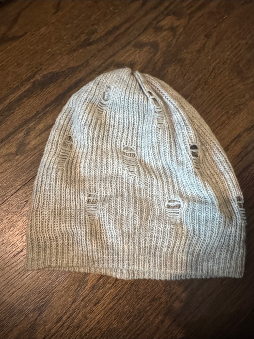 American Eagle Distressed Knit Beanie - Light Gray